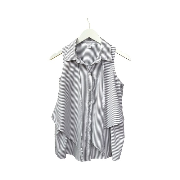 Motherhood Tops - Motherhood Sleeveless Nursing Blouse Button Down, blue and white stripe